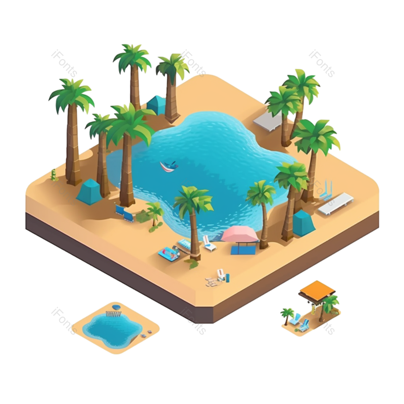 夏天图片,海边元素,椰子树PNG,海滩免抠素材